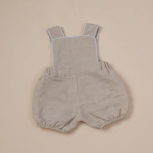 Load image into Gallery viewer, sand colour ramie romper with vintage button for baby or toddler boy or girl