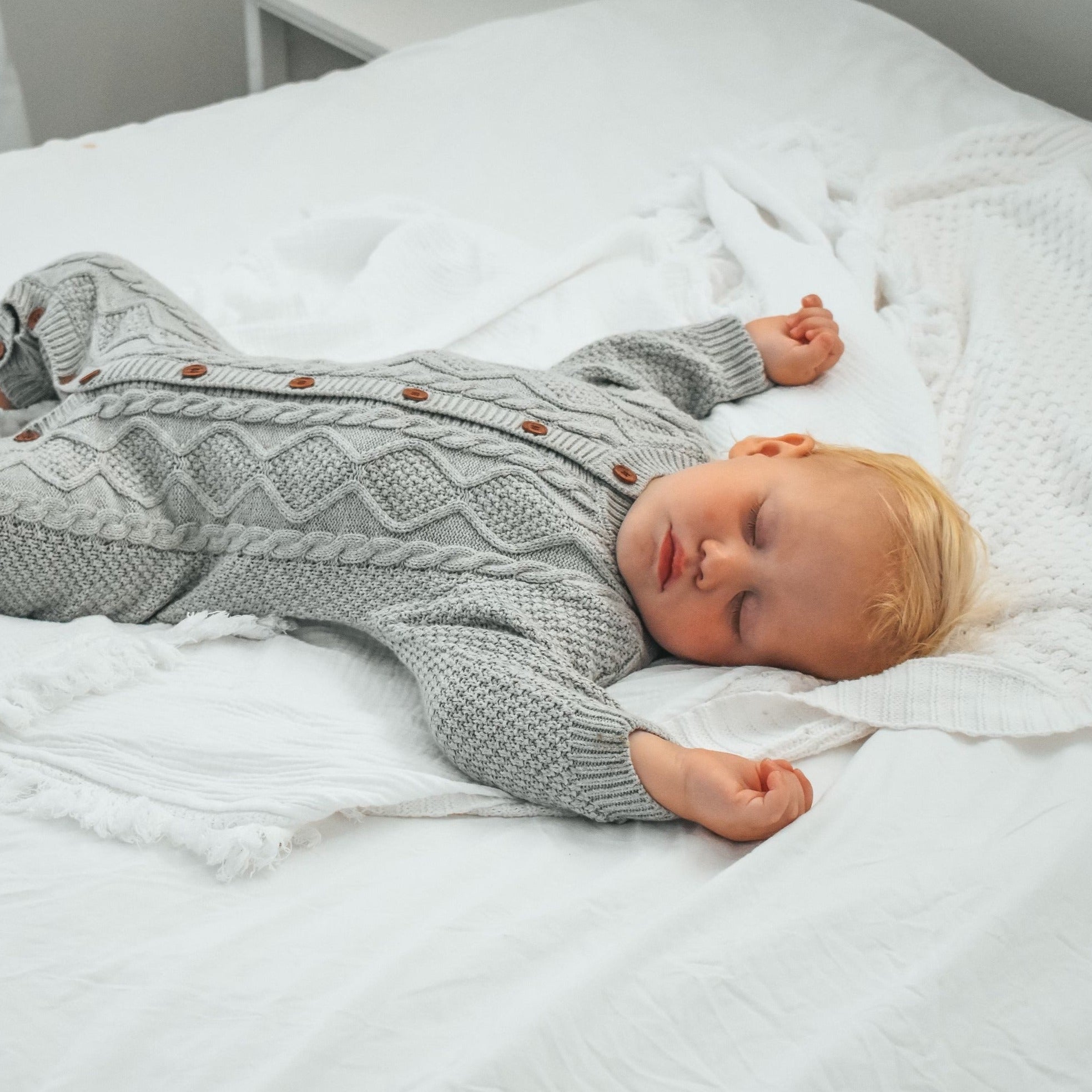 Cable Knit Onesie Grey Dotti and Cub